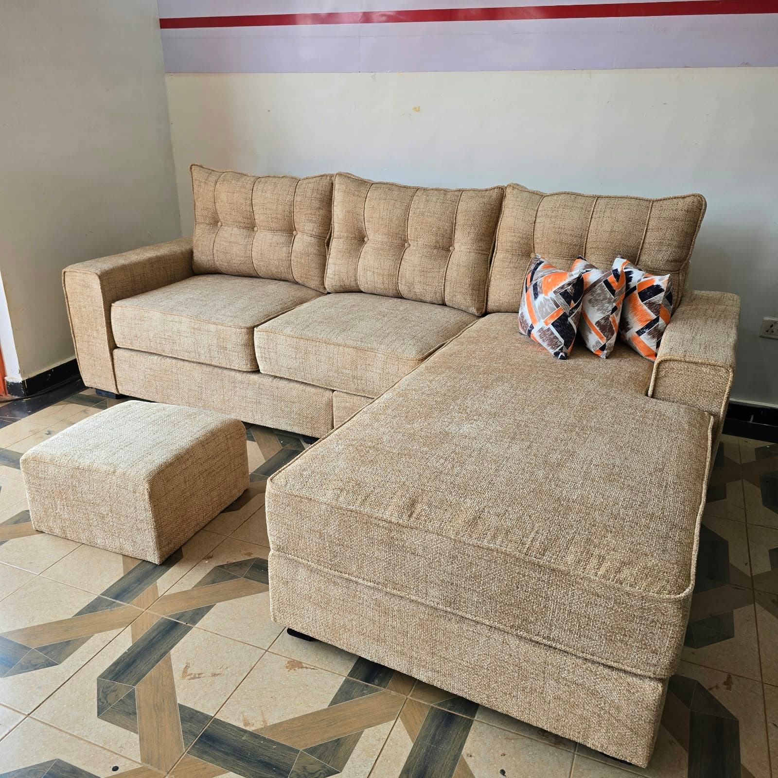 Adjustable L-Shape Sectional Sofa (Tan)
